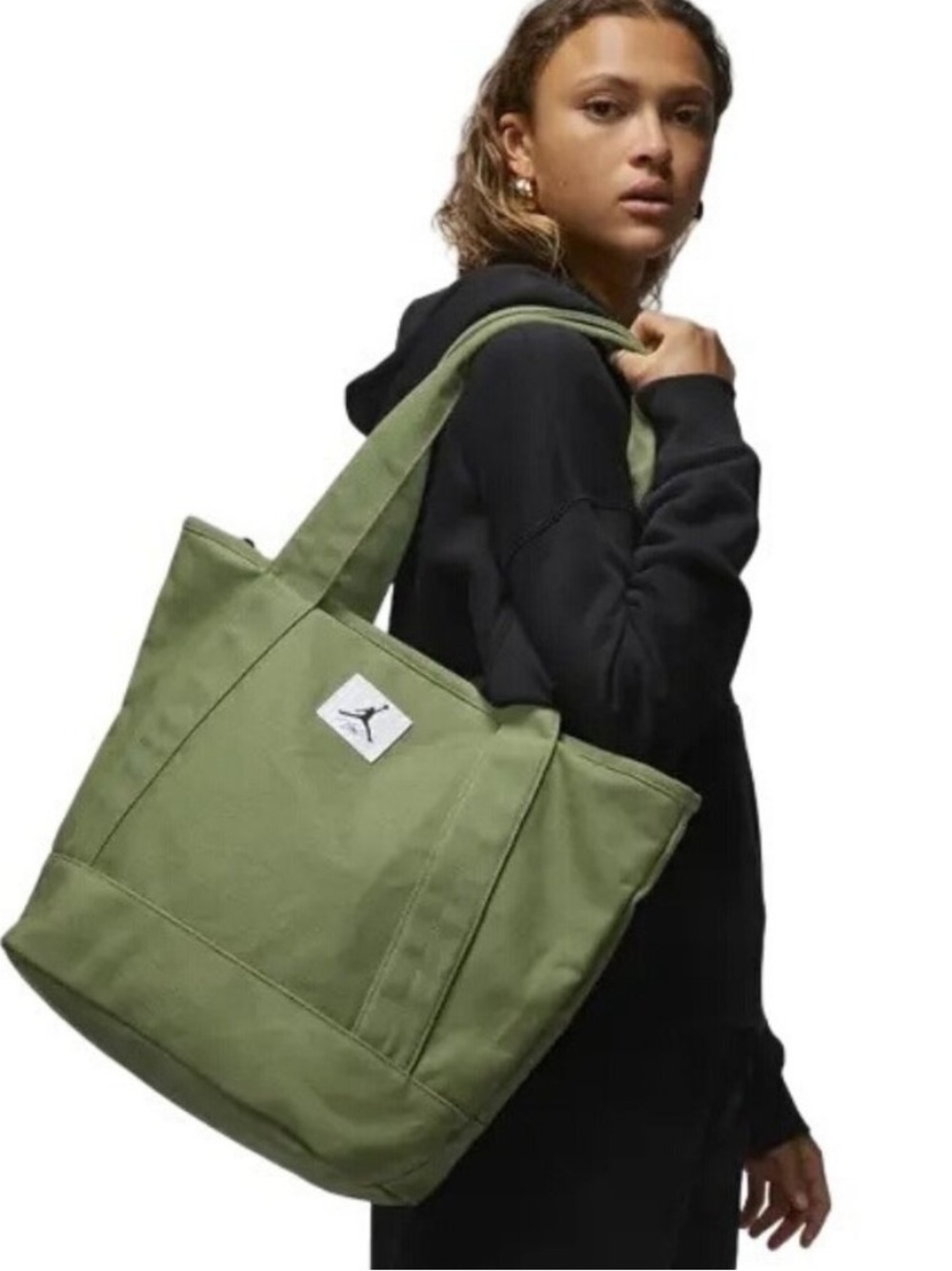 Jordan Olive Canvas Shoulder Tote